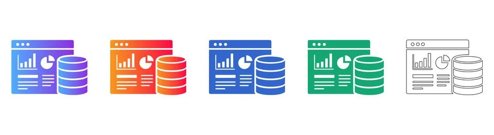 Data Analytics and Database Vector Icon Set icon set Stock Illustration
