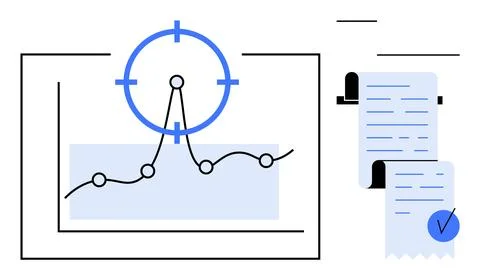 Data Analytics and Financial Documentation with Graph and Receipts 스톡 일러스트