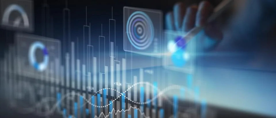 Data Analytics and Financial Performance Visualization on Digital Interface. Foto stock