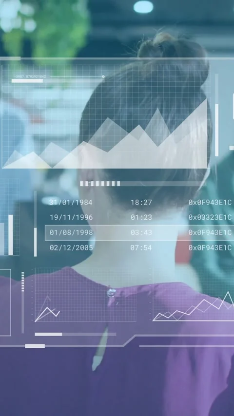 Data analytics and graphs animation over diverse business team in office Stock Footage 319976085