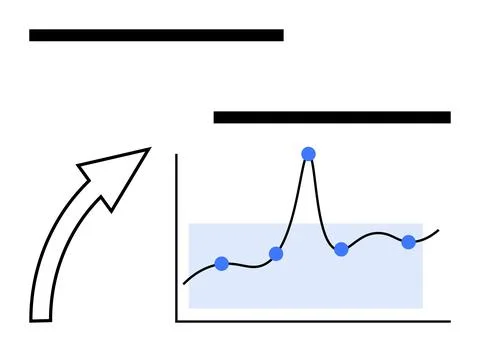 Data Analytics and Growth Visualizing Trends with Graphs and Arrows Illustrazione stock