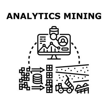 Data analytics and information mining concept illustration Stock Illustration