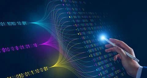 Data analytics and insights powered by big data and AI technologies. Data bus Foto stock