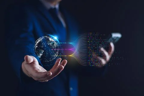 Data analytics and insights powered by big data and AI technologies. Data bus Stock Photos