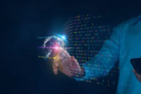 Data analytics and insights powered by big data and AI technologies. Data bus Stock Photos