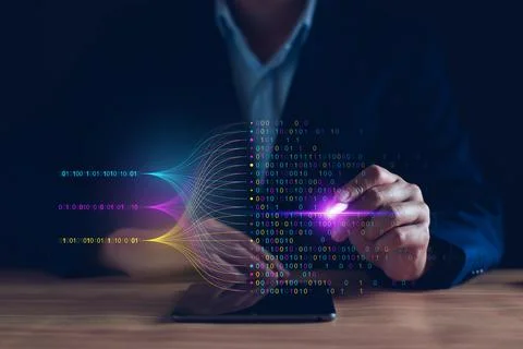 Data analytics and insights powered by big data and AI technologies. Data bus Stock Photos