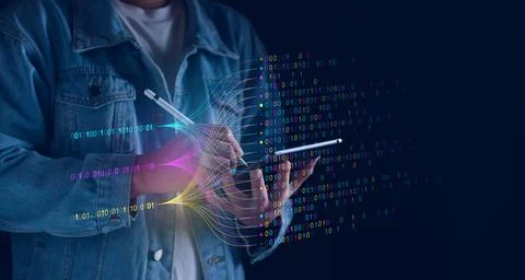 Data analytics and insights powered by big data and AI technologies. Data b.. Foto stock