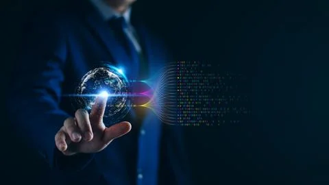 Data analytics and insights powered by big data and AI technologies. Data b.. Stock Photos
