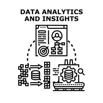 Data analytics and insights processing strategy planning Stock Illustration