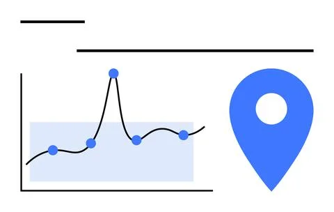 Data Analytics and Location Tracking Blue Graph with Map Pin Symbol 스톡 일러스트