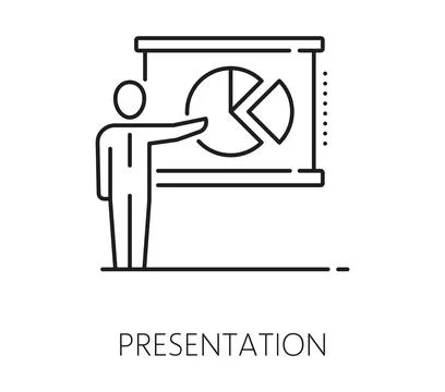 Data analytics and presentation analysis line icon Illustrazione stock