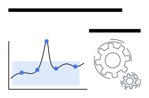 Data Analytics and Process Optimization Concept with Graph and Gear Symbols Ilustración de archivo