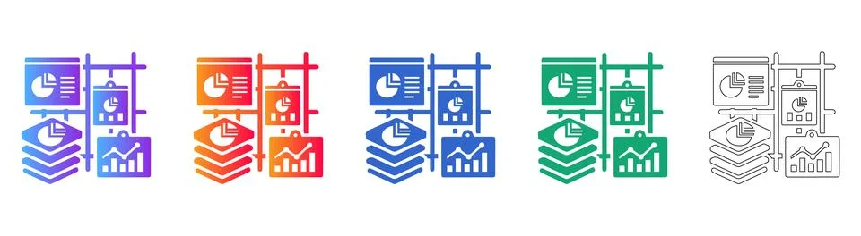 Data Analytics and Reporting Icon Collection Stock Illustration