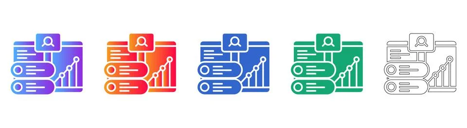 Data Analytics and Search Dashboard Icons Stock Illustration