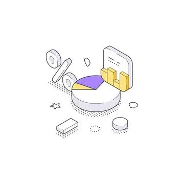 Data Analytics And Statistics Presentation Graphic Isometric Vector Illustr.. Stock Illustration