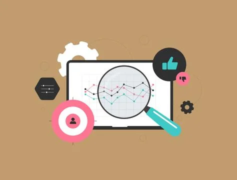 Data analytics and user behavior tracking for digital marketing. Marketing Stock Illustration