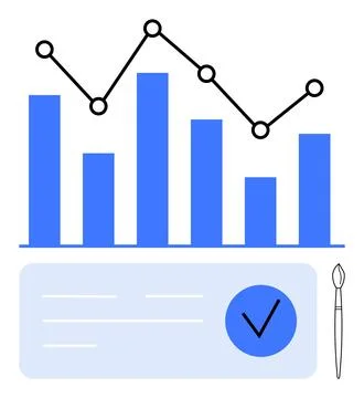 Data Analytics and Visualization with Bar and Line Graphs for Performance M.. Illustrazione stock