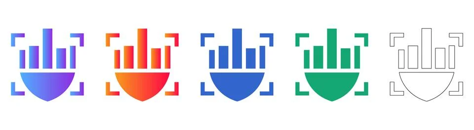 Data Analytics Bar Chart Icons Set Illustrazione stock