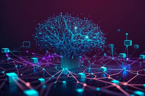 Data analytics, blockchain connection abstract illustration. Wireless syste.. Stock Illustration