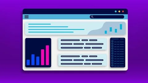 Data analytics, business finance report dashboard website Stock Illustration