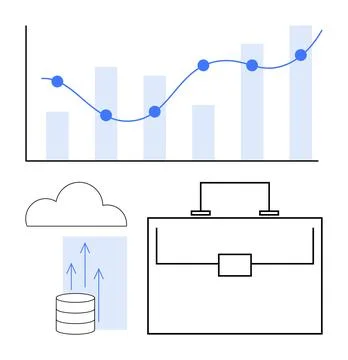 Data analytics, business growth, cloud storage, digital transformation, corpo 库存插图