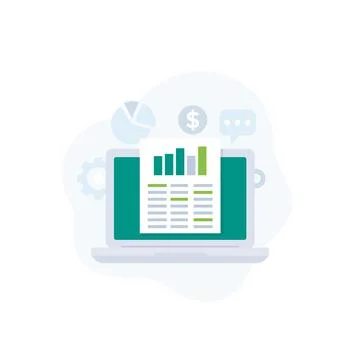 Data analytics, business intelligence and spreadsheet vector icon Stock Illustration