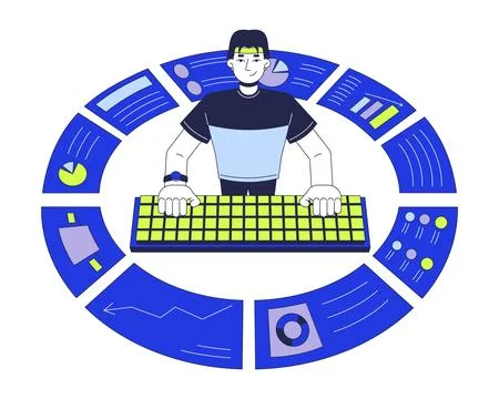 Data analytics business reports 2D illustration concept Stock Illustration