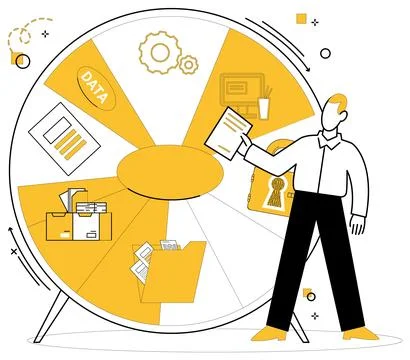 Data analytics. The business world thrives on dynamic dance technology and Stockillustratie