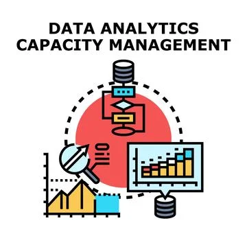 Data analytics capacity management process improving performance Stock Illustration