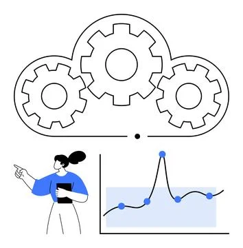 Data Analytics in the Cloud Gears of Innovation and Growth Illustrazione stock