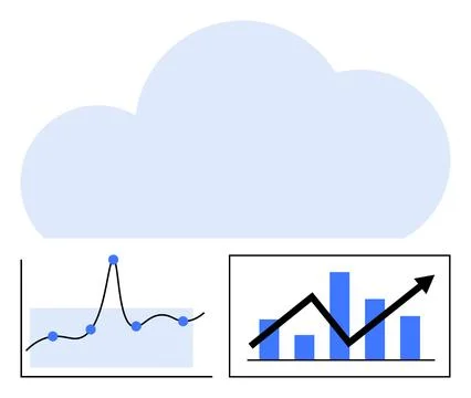 Data Analytics in the Cloud Visualizing Trends and Growth with Line and Bar.. Stock Illustration