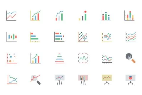 Data Analytics Colored Vector Icons Set Stock Illustration