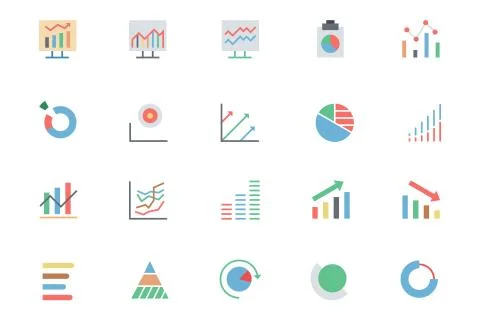 Data Analytics Colored Vector Icons Collection Stock Illustration