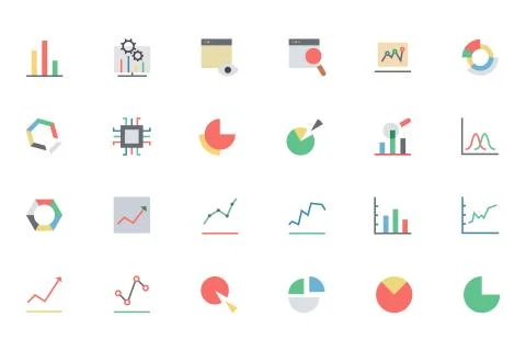 Data Analytics Colored Vector Icons 스톡 일러스트