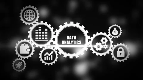 Data analytics concept with gears and on dark background business intellige.. 動画素材 331566358