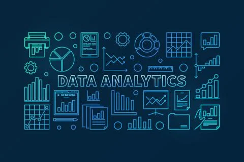 Data analytics concept vector blue illustration Illustrazione stock