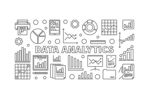Data analytics concept vector line illustration Stock Illustration