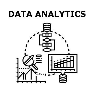 Data analytics concept visualizing business information processing and strate Illustrazione stock