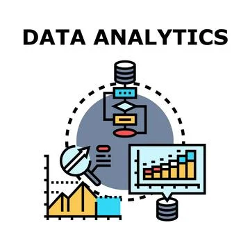 Data analytics concept visualizing business information processing and strate Stock Illustration