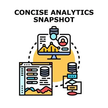 Data analytics creating business intelligence snapshot processing information Stock Illustration