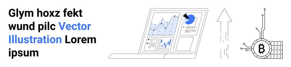 Data analytics, cryptocurrency growth, blockchain technology, economic trends Illustrazione stock
