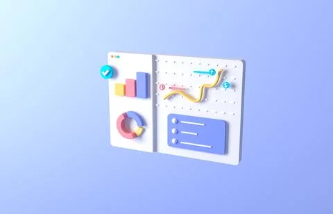 Data analytics, dashboard and business finance report. investment or website Illustrazione stock