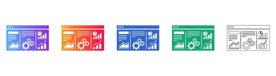 Data Analytics Dashboard and Business Metrics Icons イラスト素材