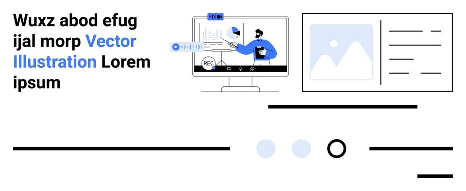 Data analytics dashboard on computer screen, charts, and graphs. Computer, ch Stock Illustration