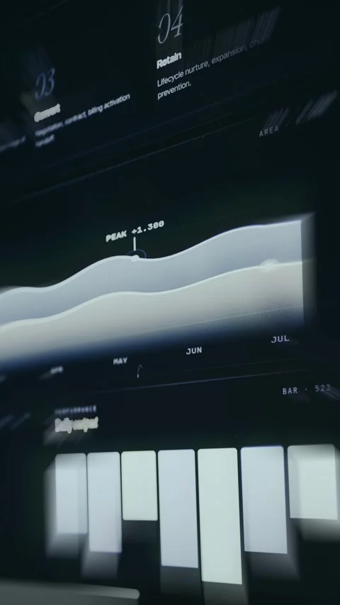 Data analytics dashboard focused on customer lifecycle management and business Stock Footage 334465934