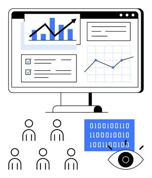 Data Analytics Dashboard Graphs, Charts, and Performance Metrics Monitored .. Stock Illustration