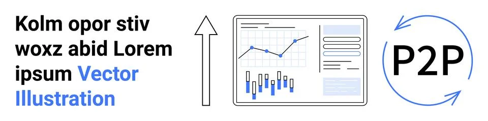 Data Analytics Dashboard with Growing Chart and P2P Concept for Business Stock Illustration