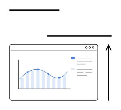 Data Analytics Dashboard with Growth Arrow and Trend Line Graph 스톡 일러스트