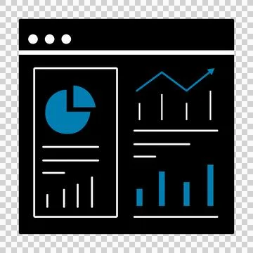 Data analytics dashboard icon with business charts and growth graphs . Stock Illustration
