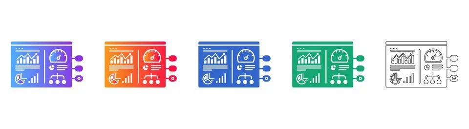 Data Analytics Dashboard Icon Collection icon set Illustrazione stock